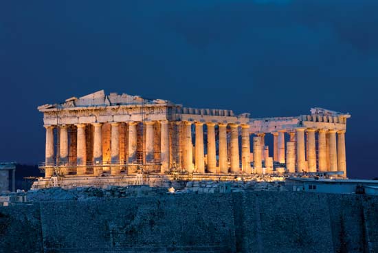 Parthenon in Greece Night Time